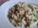 Risotto carciofi piselli salsicce