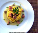 Tagliatelle di Kamut con salame da cotta , lenticchie e crema di finocchi