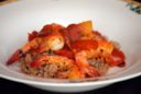 Cous-cous integrale con gamberi al salto e bottarga di muggine
