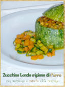 Zucchine tonde ripiene di farro con zucchine e carote alla curcuma