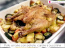 Pollo arrosto con patate, carote e zucchine