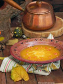 CREMA DI ZUCCA, PANNA ACIDA, CRUNCHY RICE ALLA PAPRIKA