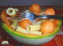 Rigatoni melone e gorgonzola, con il colore dell'estate