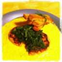 Real turkey (Hamburger di tacchino con spinaci saltati su letto di crema di mais)