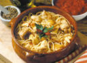 Zuppa di spaghetti con pollo alla maremmana