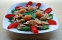 Farfalle integrali con mozzarelline panate.