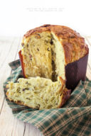 Panettone al pistacchio con gocce di cioccolato bianco