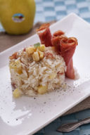 Risotto mele e speck