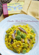 Risotto alla curcuma con broccolo romanesco e  sardine piccanti e curcuma