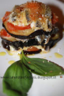 Parmigiana di melanzane con alici e sale affumicato di Trapani