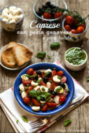 Caprese con pesto genovese e pane tostato