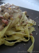 tagliatelle all'uovo con ragout bianco di carne e funghi