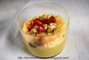 Verrine con panettone, variazione di pistacchi e melograno