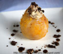 Pere all'arancia ripiene di crema mascarpone e wafer fondente nocciolato