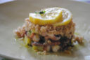 Cous-cous integrale con moscardini e patate, al limone