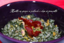 Risotto agli spinaci con pistacchi e chips di prosciutto