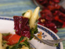 Cavatelli alle cime di rapa con mollica fritta, pomodorini e peperoni cruschi.