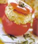 Pomodori con polpette di merluzzo.