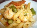 Pennette asparagi verdi, mazzancolle e scorzetta di limone