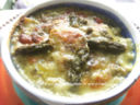 Paccheri con asparagi, piselli e speck