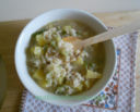 Minestra di Riso, Farro e Orzo con Patate e Zucchine in pentola a pressione