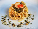 Linguine con salsa di noci e capesante