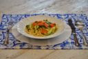 Spaghetto con zucchine, trota affumicata e limone