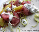 Carpaccio di manzo con salsa al Roquefort