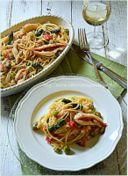 Spaghetti asparagi e filetti di triglie- Spaghetti , asparagus and red mullet fillets