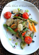 Wok di verdure al sesamo e fiocchi di sale nero