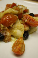 Baccalà veloce panato Pomodorini ed olive