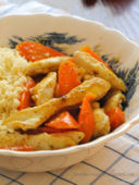 Cous cous con pollo e carote glassati al curry