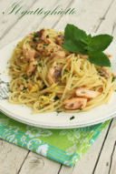 Spaghettini con la trota salmonata alla vodka, menta e limone