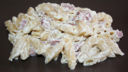 Mezze penne con panna di soia (fatta in casa) e prosciutto