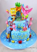 SpongeBob cake: torta decorata con Sponge, Patrick, Squiddi, Gary in pasta di zucchero