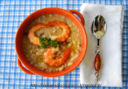 Zuppa di farro ceci e fagioli con mazzancolle