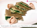 Tramezzini di pane di segale con tacchino e spinaci