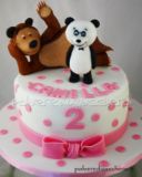 Torta decorata Masha e orso: con Orso e Panda in pasta di zucchero