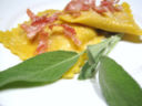 Ravioli melone, prosciutto e  Tai rosso