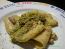Paccheri con Pinoli, Erbette e crema di Pistacchi