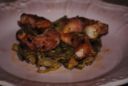Mazzancolle croccanti allo speck con carciofi all'agro