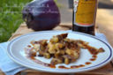Ricetta straccetti di pollo con cubetti di melanzane con salsa all'Averna