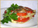 Tortino di patate, pomodori, cipolla ed alici