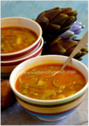 Zuppa carciofi e piselli .. Artichoke  and  green peas soup