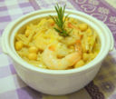 Pasta con ceci e gamberi al profumo di rosmarino