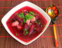 Borsch aromatizzato con vino bianco