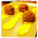 Polpette in giallo (Polpette di tonno e melanzane con crema allo zafferano)