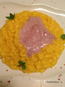 Risotto milano con ricotta alla riduzione di vino rosso