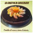 Crostata al cacao con crema d'arance caramellate e glassa a specchio