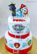 Torta decorata Paw Patrol: con i personaggi Marshall e Rocky tridimensionali